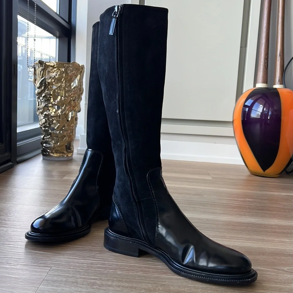 Jill Sander made in Italy leather & suede trim 8M(38) black riding boots - Picture 6 of 16
